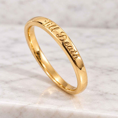 Till Death Minimalist Band 10k 14k Solid Gold Promise Ring Anniversary Valentine Gift Romantic Fine Jewelry Timeless Couple Design
