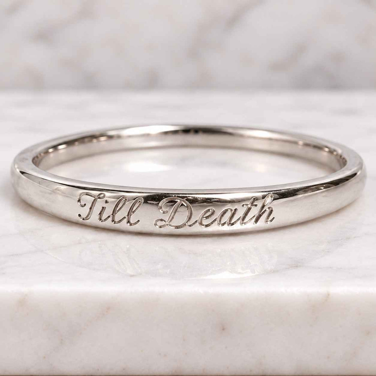 Till Death Proposal Band, 10K Yellow Gold Engagement Band, Dainty Minimalist Ring, Symbolic Band, Trendy Statement Band, Personalized Gift.

