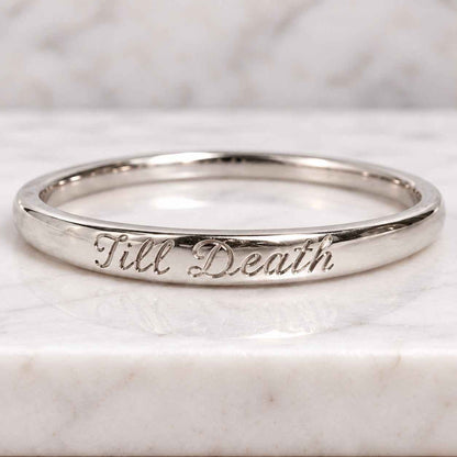 Till Death Proposal Band, 10K Yellow Gold Engagement Band, Dainty Minimalist Ring, Symbolic Band, Trendy Statement Band, Personalized Gift.
