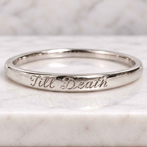 Till Death Proposal Band, 10K Yellow Gold Engagement Band, Dainty Minimalist Ring, Symbolic Band, Trendy Statement Band, Personalized Gift.
