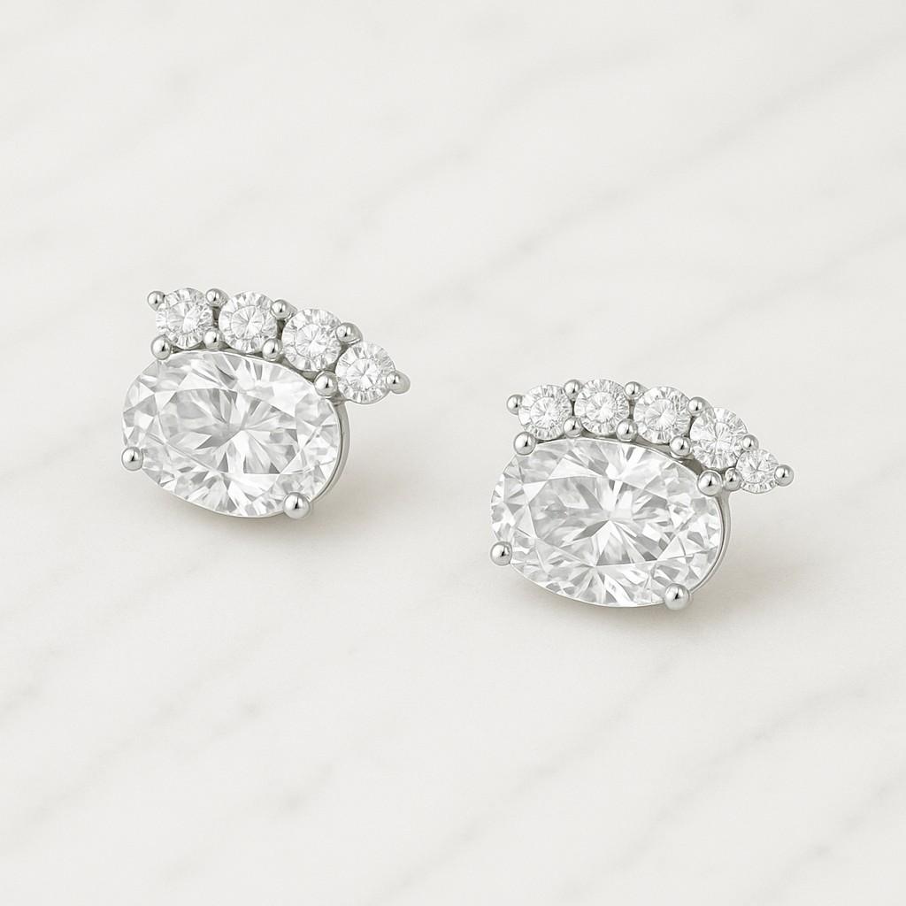 Buy 2.00 CT Oval Cut Half Halo Birthstone Stud Earrings Online