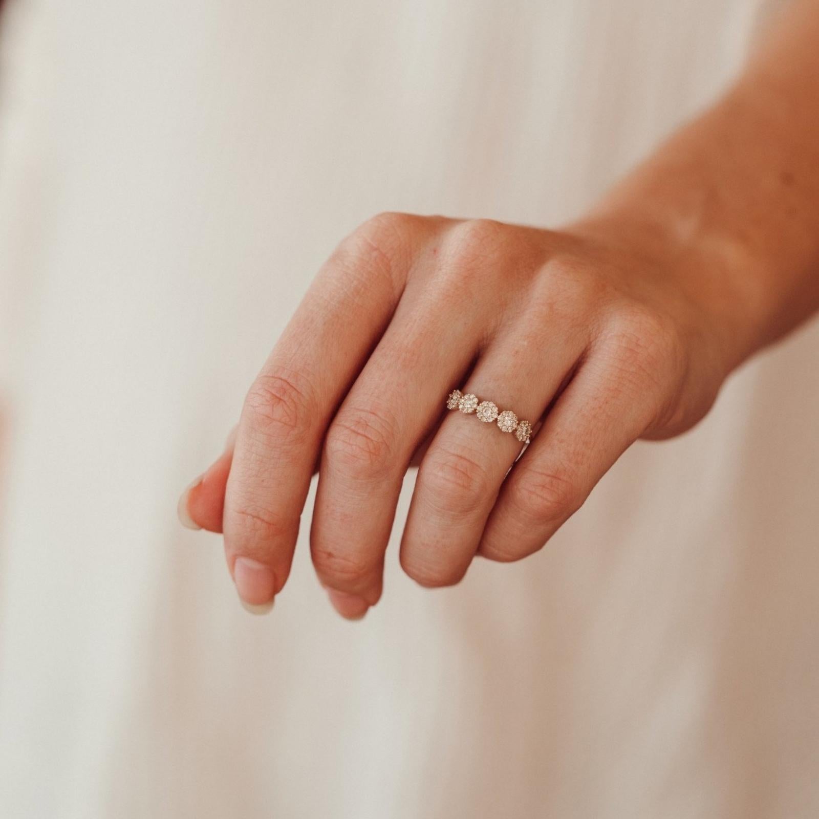 Tiny Cluster Diamond Stackable Ring- Diamond Floral Ring