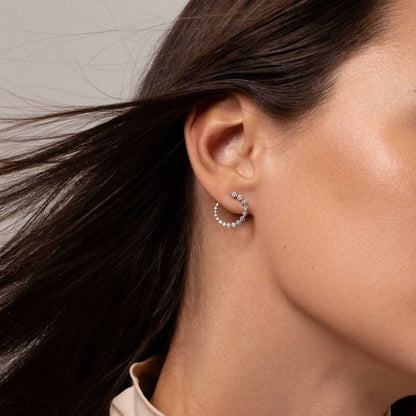 Tiny Diamond Hoop Earrings- 14k Gold Huggie Earrings with Natural Diamond Earrings
