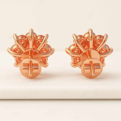 Tiny Flower Stud Earrings Dainty Floral Earrings Handmade Jewelry Sterling Silver cz Stud  Gifts For Her