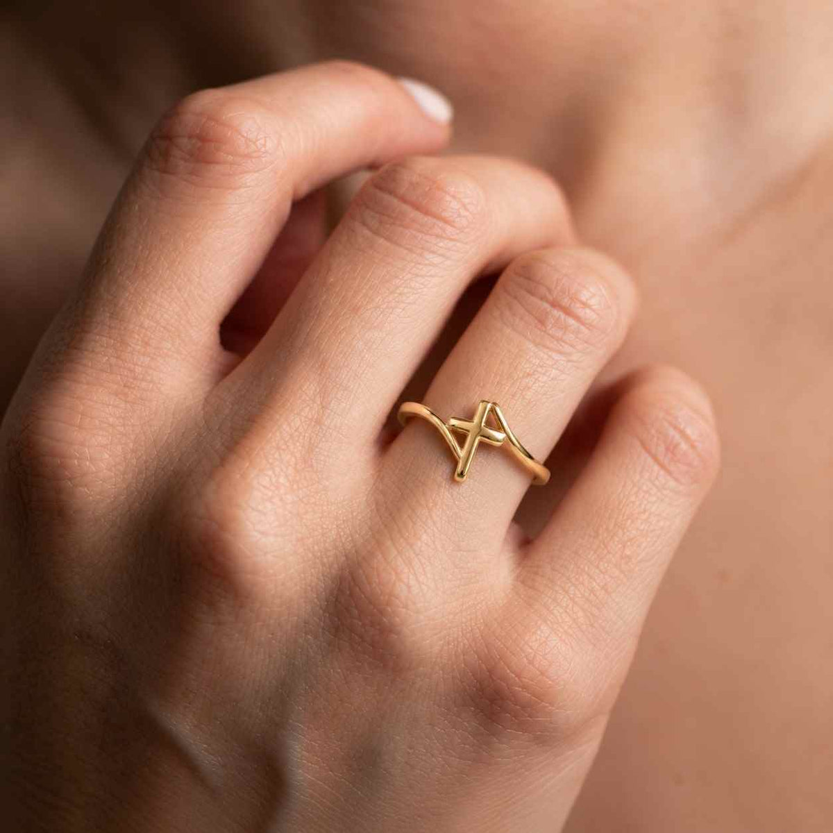 tiny gold cross, 9k 14k 18k gold ring, yellow gold, solid gold band, small gold cross band, dainty mini cross, geometric ring, cross jewelry
