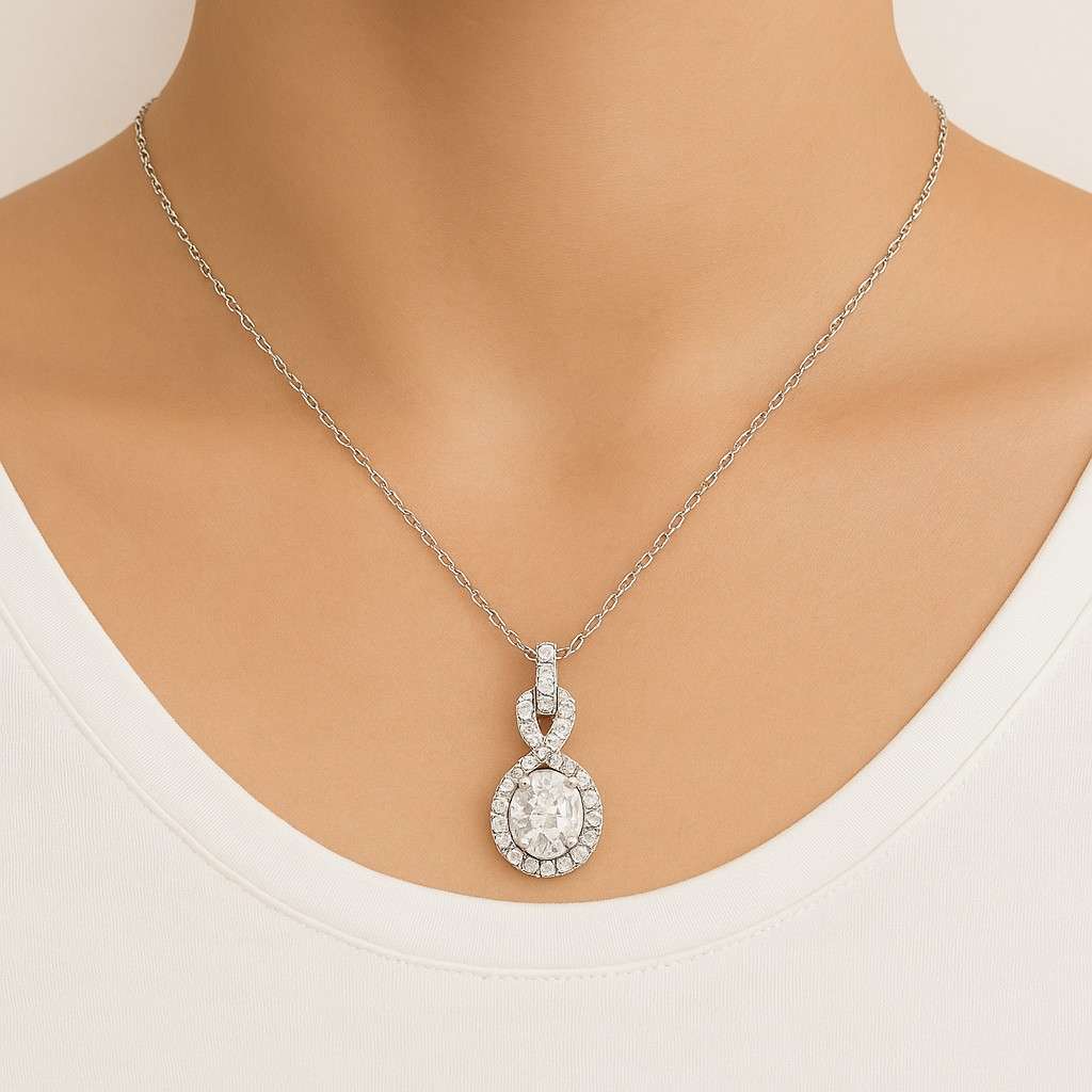 Tiny Oval Diamond Necklace Silver 925 Oval Ellipse Solitaire Pendant Minimalist Cubic Zirconia Charm Choker Necklace