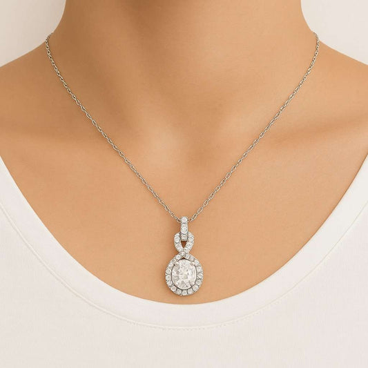 Tiny Oval Diamond Necklace Silver 925 Oval Ellipse Solitaire Pendant Minimalist Cubic Zirconia Charm Choker Necklace