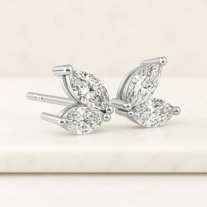 Tiny sparkly marquise cz studs - Dainty gold marquise studs - Sterling silver studs - Tiny diamond studs - Second hole earring - Third hole