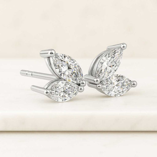 Tiny sparkly marquise cz studs - Dainty gold marquise studs - Sterling silver studs - Tiny diamond studs - Second hole earring - Third hole