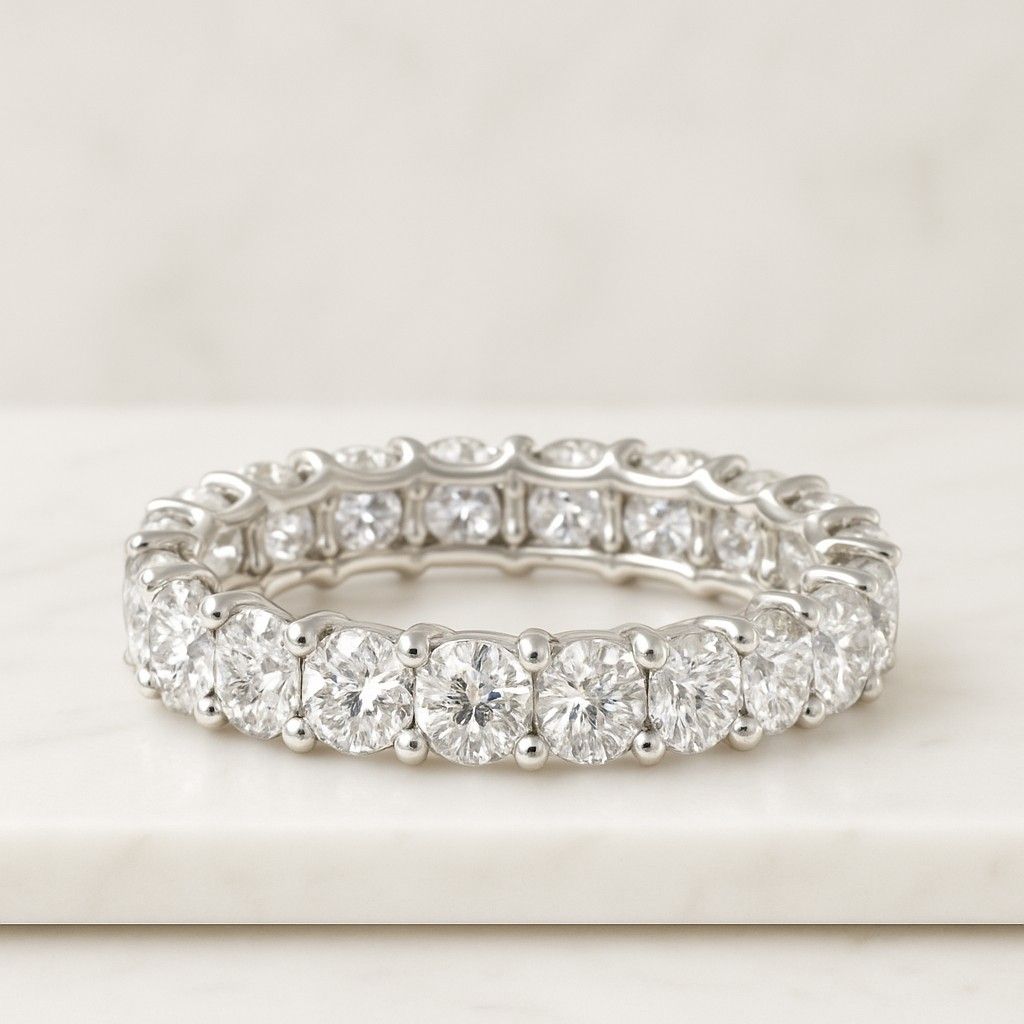 Titanium 3mm wide simulated diamond Full Eternity ring stacking wedding band handmade engagement ring