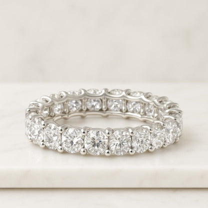 Titanium 3mm wide simulated diamond Full Eternity ring stacking wedding band handmade engagement ring