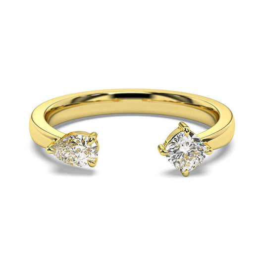Toi Et Moi Cushion Cut and Pear Cut Lab Grown Diamond Ring