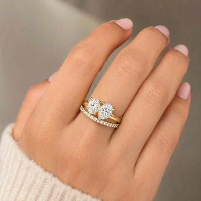 Toi Et Moi Engagement Ring Pear & Oval Moissanite Ring, Solid 18K Gold Wedding Ring, Vintage Ring, Two Stone Promise ring, Anniversary Ring