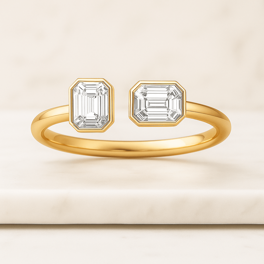 Art Deco 1.65CT Pear Cut Lab Grown Diamond Toi Et Moi Engagement Ring,14k Solid Yellow Gold,3 MM Solitaire Band, You N Me Ring For Her