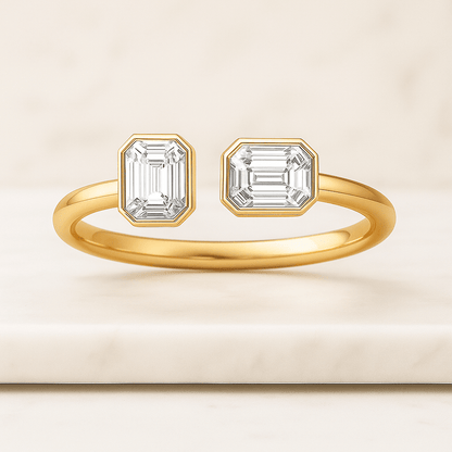 Art Deco 1.65CT Pear Cut Lab Grown Diamond Toi Et Moi Engagement Ring,14k Solid Yellow Gold,3 MM Solitaire Band, You N Me Ring For Her