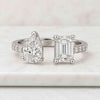 14K Gold Emerald And Pear Cut Lab-Grown Diamond Toi Moi Ring