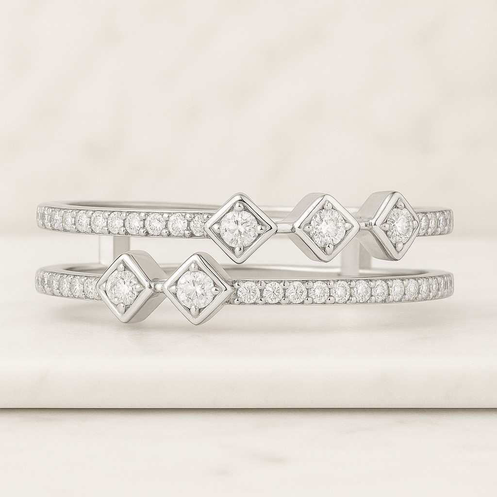 Toi Et Moi Lab Grown Diamond Engagement Ring Round Pear Cut Two Stone Bypass Ring