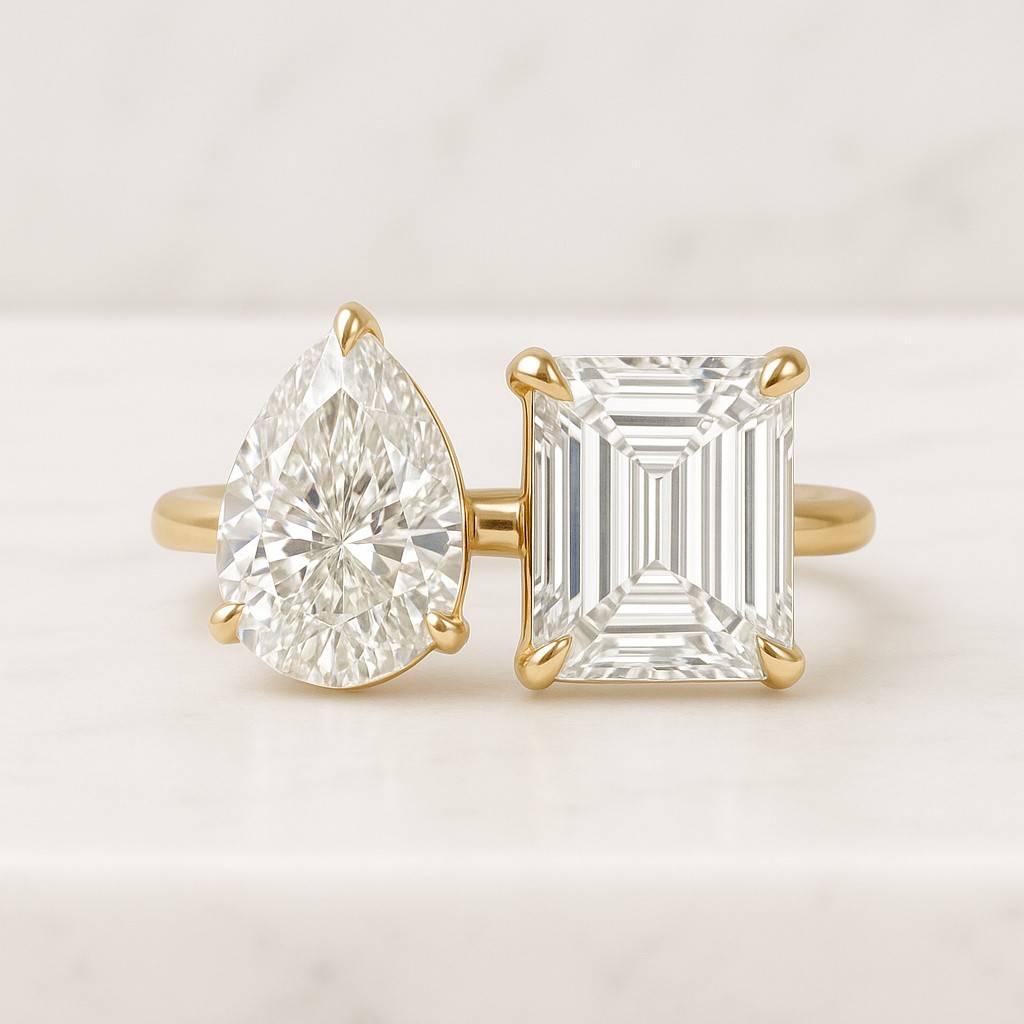 Toi Et Moi Lab Grown Diamond Ring Pear Emerald Cut