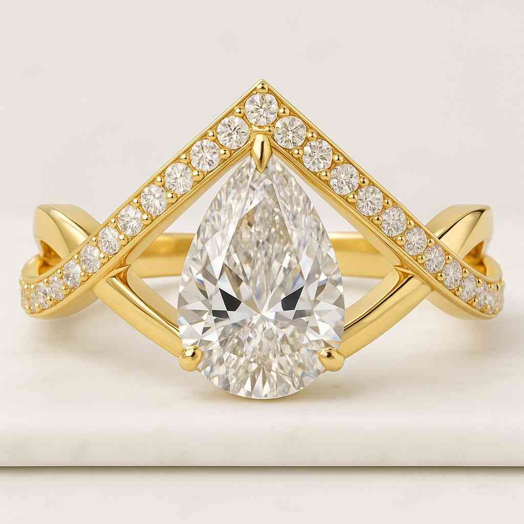 Toi Et Moi Lab Grown Diamond Wedding Ring Round and Pear Diamond Lab Created Ring Anniversary Gift Two Diamond Ring For Her Curved Ring