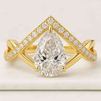 Toi Et Moi Lab Grown Diamond Wedding Ring Round and Pear Diamond Lab Created Ring Anniversary Gift Two Diamond Ring For Her Curved Ring