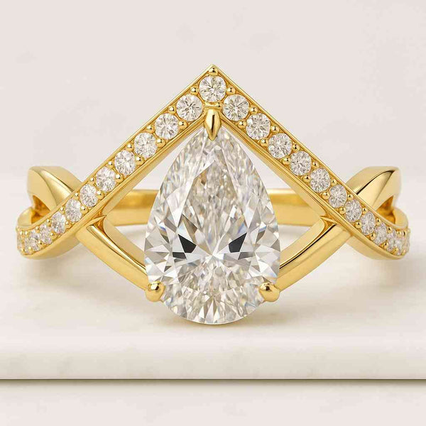 Toi Et Moi Lab Grown Diamond Wedding Ring Round and Pear Diamond Lab Created Ring Anniversary Gift Two Diamond Ring For Her Curved Ring