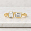Emerald Cut Lab Grown Diamond Toi Et Moi Engagement Ring