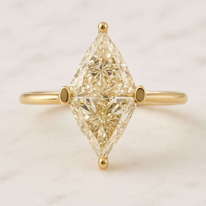 Trillion Cut Lab Grown Diamond Solitaire Ring 14K Gold Round Halo