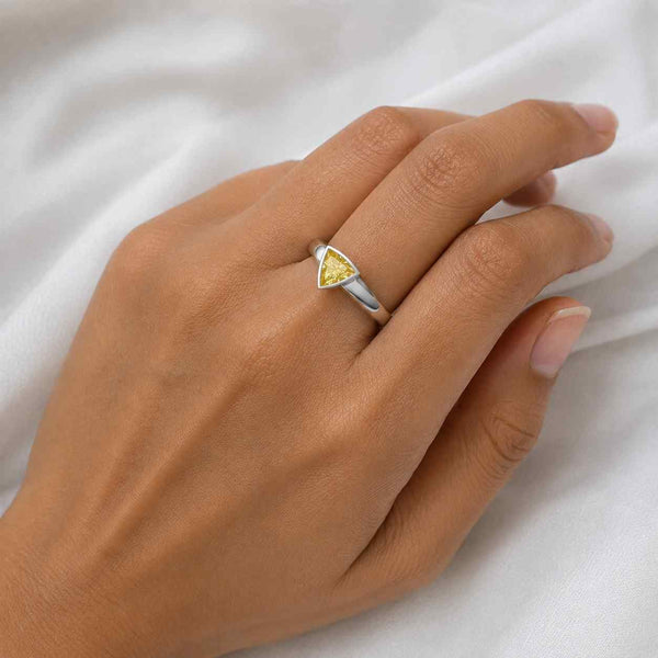Trillion Cut Diamond Ring  Triangle Lab Grown Diamond Engagement Ring in Rose Gold  Modern Minimalist Ring