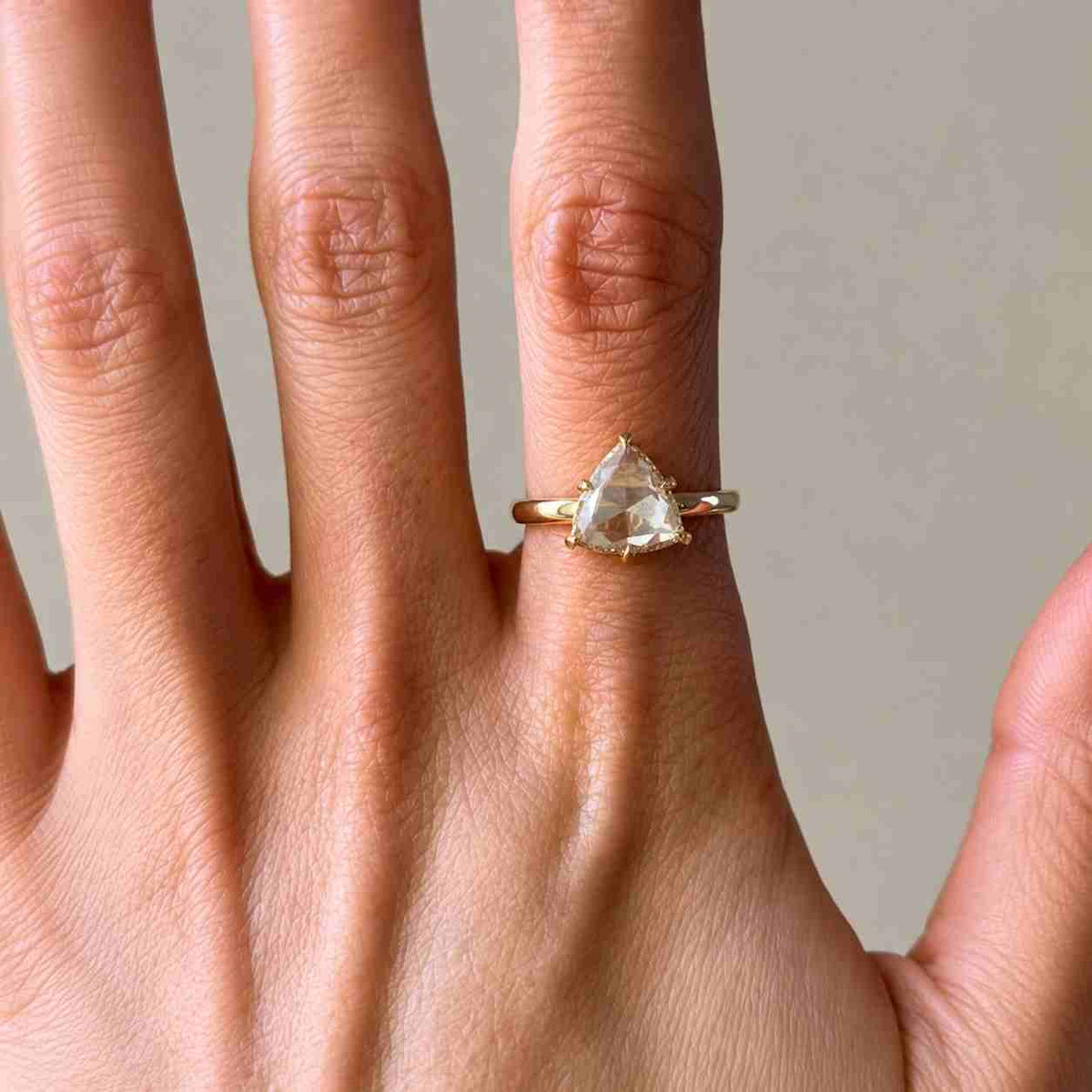Trillion Cut Lab-Grown Diamond Ring – 10K Gold Solitaire Engagement,Proposal Ring For Her.
