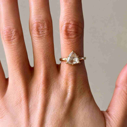 Trillion Cut Lab-Grown Diamond Ring – 10K Gold Solitaire Engagement,Proposal Ring For Her.
