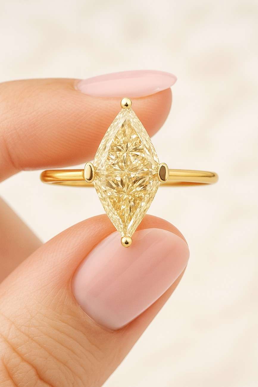 trillion cut lab grown diamond engagement ring igi certified solid gold three prong minimalist daily wear ring anniversary gift for her