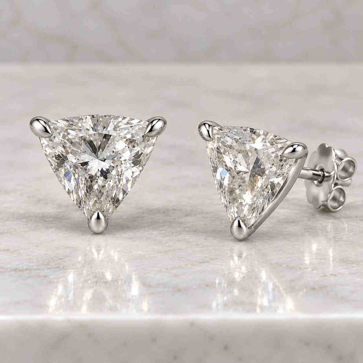 Trillion Cut Lab Made Diamond Stud Earring