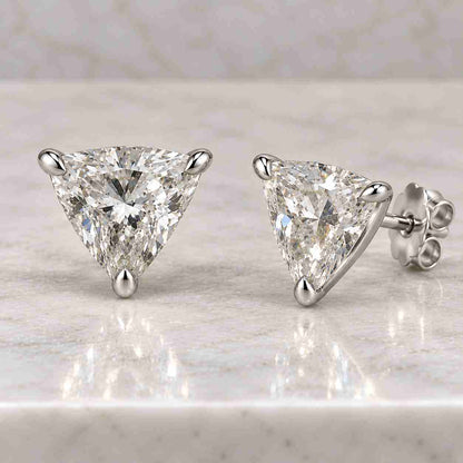 Trillion Cut Lab Made Diamond Stud Earring