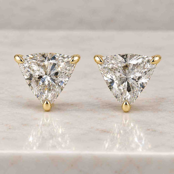Trillion Step Cut Diamond Earrings for Women, 0.50 to 3.0 CT Lab Grown Diamond Stud Earrings, Gifts for Mother/Wife/Daughter, Gift for Women
