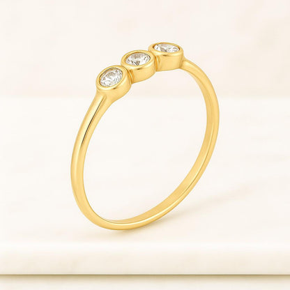 Trilogy Moissanite Ring 14k Gold Three Stone Engagement Ring