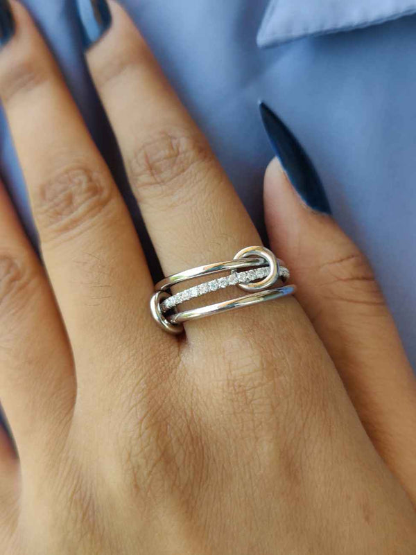 Trio Linked Ring Band Ring Multi Layered Linked Ring