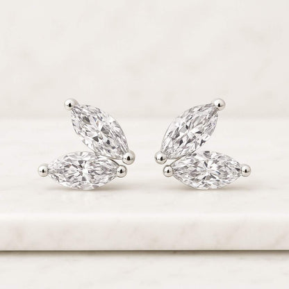 Triple Bead Sparkling Climber Earring Delicate Bead Cartilage Helix Labret Earlobe Stud Silver Push Back Earring Minimalist Piercing Gift