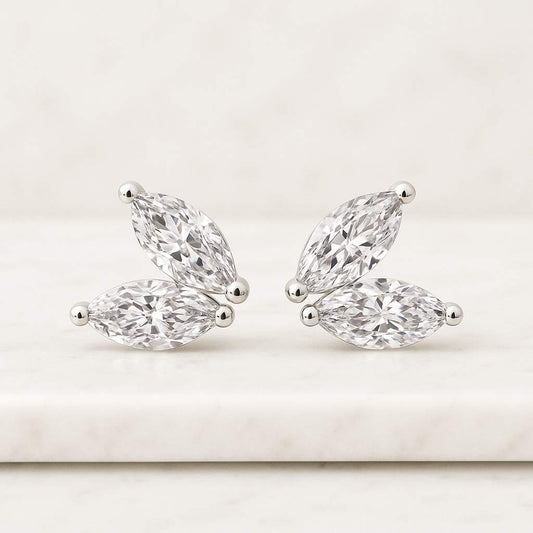 Triple Bead Sparkling Climber Earring Delicate Bead Cartilage Helix Labret Earlobe Stud Silver Push Back Earring Minimalist Piercing Gift