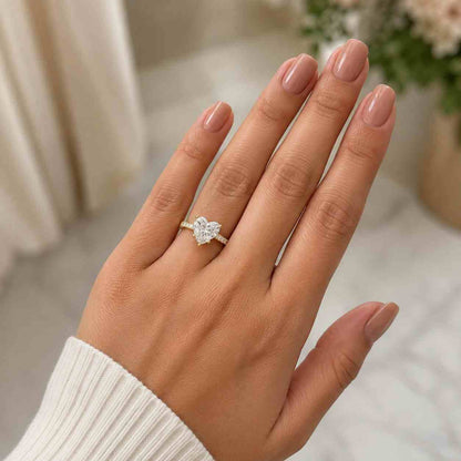 Tulip Setting Round Cut Lab Grown Diamond Solitaire Engagement Ring, 14K Yellow Gold Cathedral Band, IGI Certified Wedding Ring for Women
