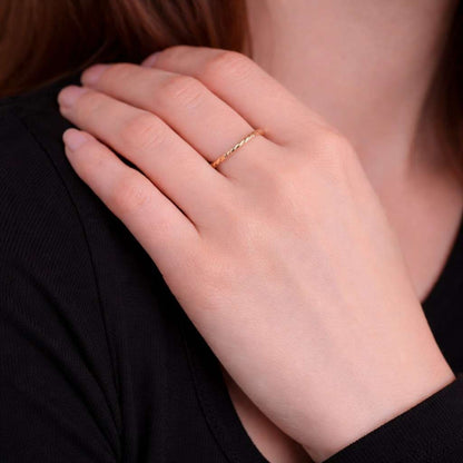 Gold Wedding Band Women, Twist Marriage Ring, Solid Gold Wedding Ring, 14k Gold Stackable Band Ring, Twisted Gold Band,Stacking Wedding Ring

