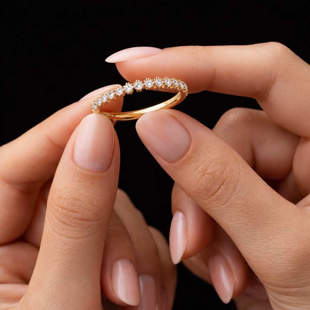 twisted diamond wedding band, 14k rose gold twist ring, full eternity matching ring, dainty stackable ring, delicate bridal anniversary ring
