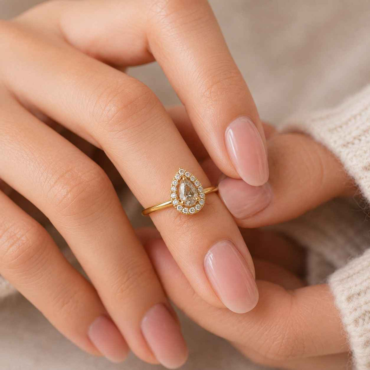 Twisted Halo Anniversary Ring Pave Setting Proposal Ring for Her Genuine Lab Grown Diamond Ring IGI Certified