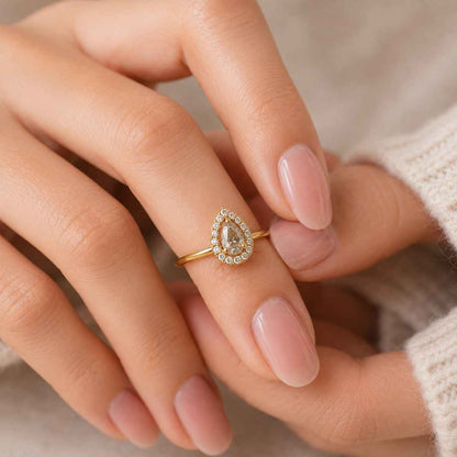 Twisted Halo Anniversary Ring Pave Setting Proposal Ring for Her Genuine Lab Grown Diamond Ring IGI Certified