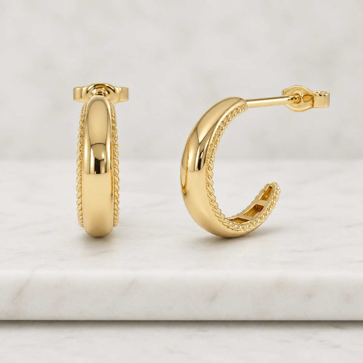 twisted rope 14k solid gold italian style luxury earrings, 2 sizes available, super fast shipping!
