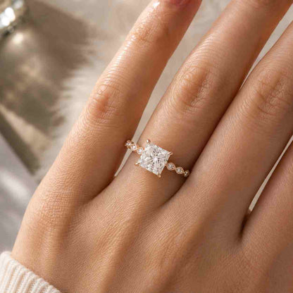 Twisted Wedding Ring for Her White/Yellow/Rose Gold Ring Anniversary Gift Genuine Lab Grown Diamond Ring