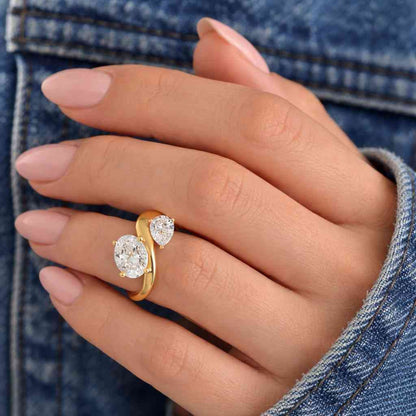 Pinky Finger Ring, East West Set 1.25 CT Oval Cut Moissanite Engagement Ring, Solitaire Moissanite Ring, East-West Ring, Pinky Promise Ring