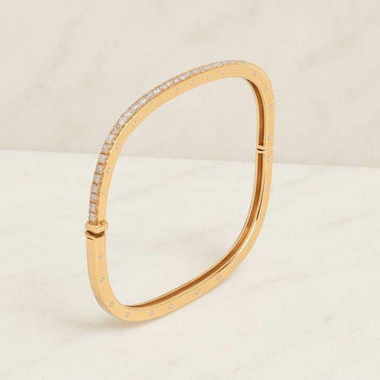 Two Row Pave Set Bangle Party Wear Bangle Moissanite Diamond Engagement Bangle