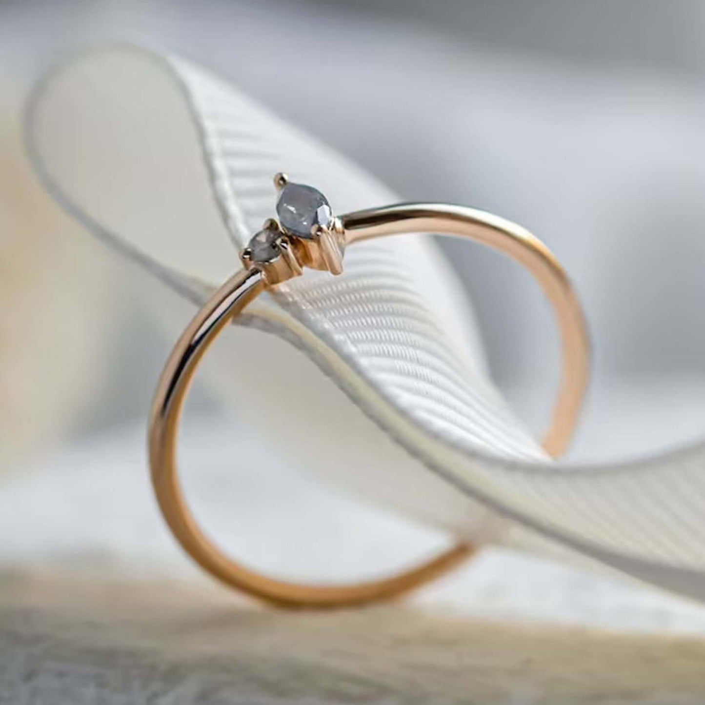 Two Salt and Pepper Diamond Ring