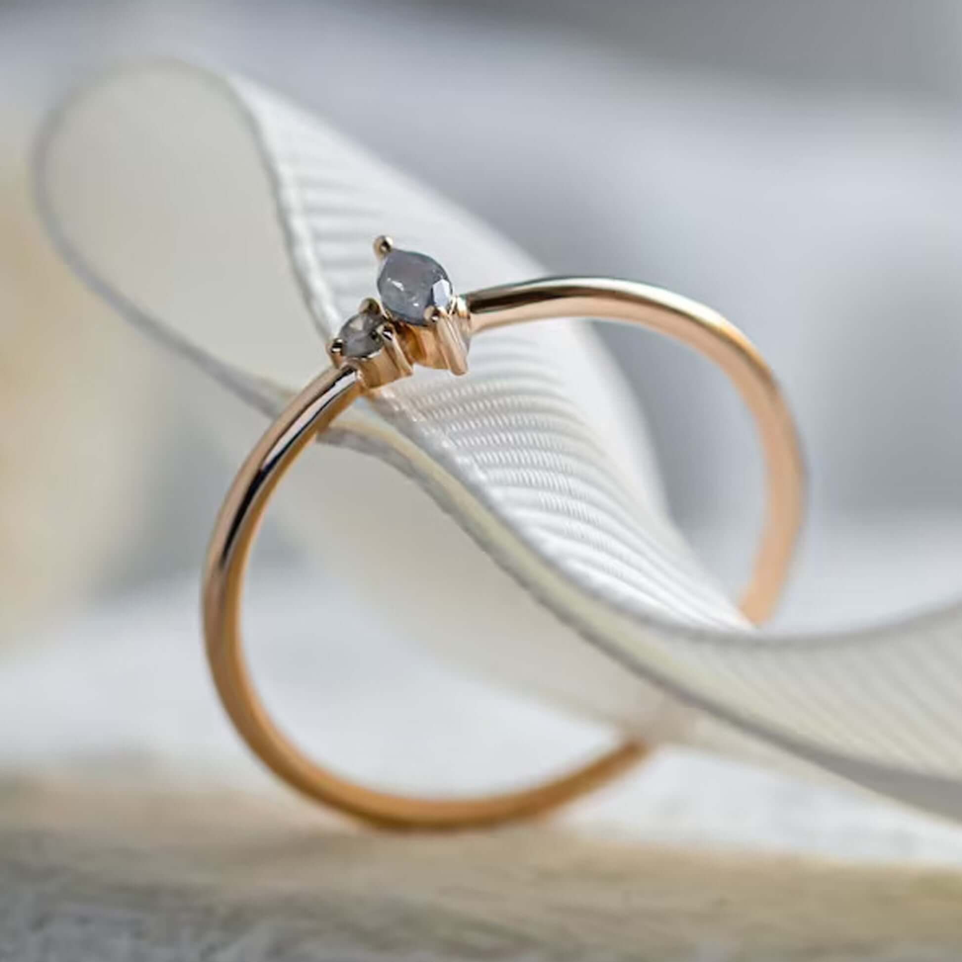 Two Salt and Pepper Diamond Ring