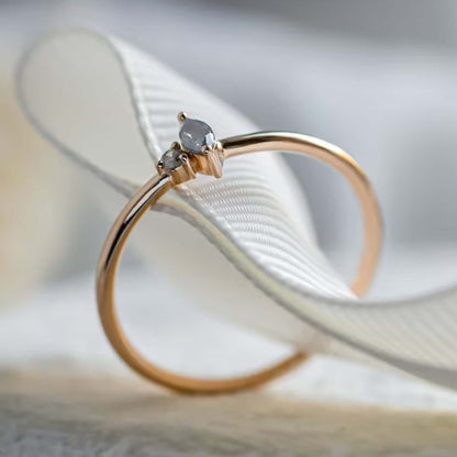 Two Salt and Pepper Diamond Ring